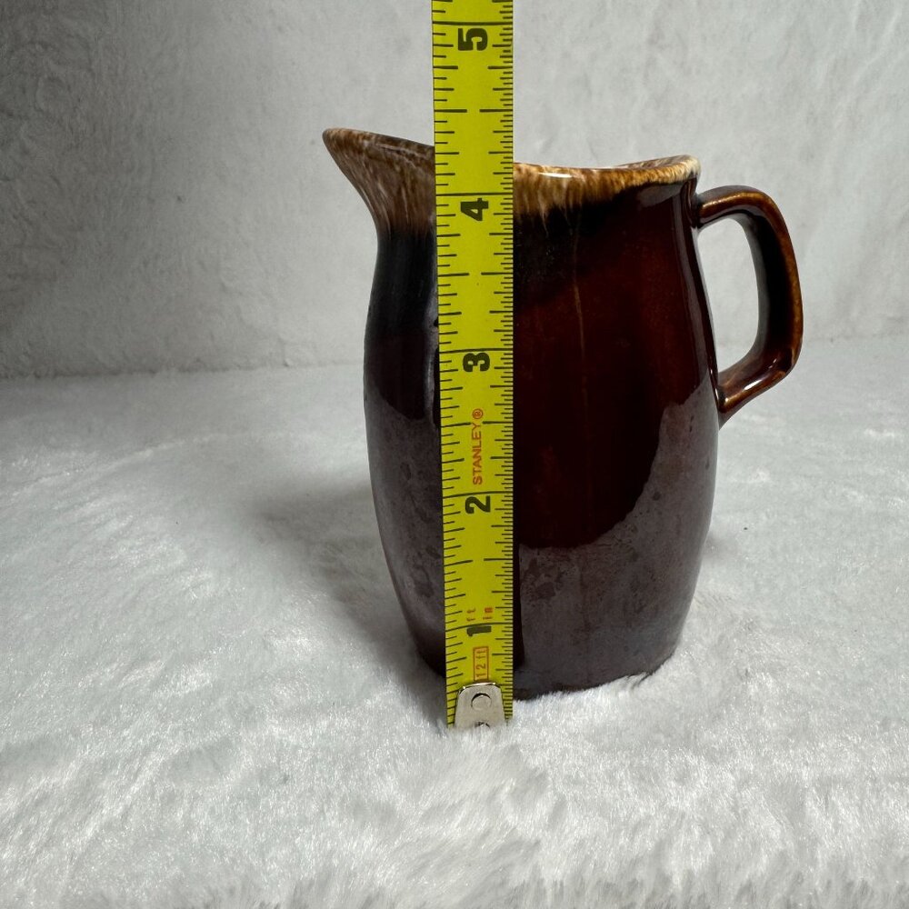 Vintage Brown Drip Glaze Stoneware Pitcher Curved Spout & Handle Oven Proof USA - Picture 5 of 6